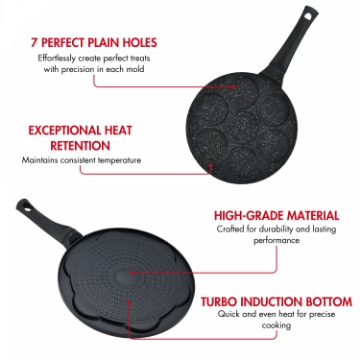 Show details for Herzberg HG-CP267HO: 26cm Marble Coated Pancake & Crepe Pan - 7 Plain Slot Picture of Herzberg HG-CP267HO: 26cm Marble Coated Pancake & Crepe Pan - 7 Plain Slot