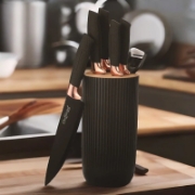 Picture of Cheffinger CF-KB01: 7 Pieces Knife Set - Black with Rose Gold Trim