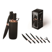Picture of Cheffinger CF-KB01: 7 Pieces Knife Set - Black with Rose Gold Trim