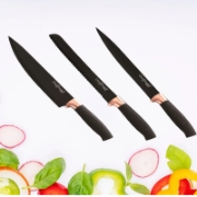 Picture of Cheffinger CF-KB01: 7 Pieces Knife Set - Black with Rose Gold Trim