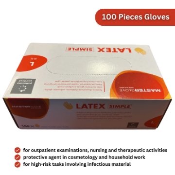 Show details for Master Gloves: Pack of 100 Latex Disposable Powdered Gloves - Size L Picture of Master Gloves: Pack of 100 Latex Disposable Powdered Gloves - Size L