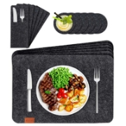Image de Herzberg HG-04203: Set de 18 Pièces en Feutre Naturel Pour Table de Salle a Manger, Sac a Couverts et Sous-verre