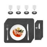 Image de Herzberg HG-04203: Set de 18 Pièces en Feutre Naturel Pour Table de Salle a Manger, Sac a Couverts et Sous-verre