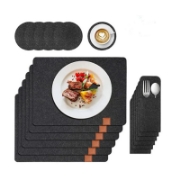 Image de Herzberg HG-04203: Set de 18 Pièces en Feutre Naturel Pour Table de Salle a Manger, Sac a Couverts et Sous-verre