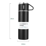 Image de Herzberg HG-04210: Flacon Isotherme de Voyage Isolé Sous Vide en Acier Inoxydable - 500 ml