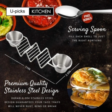 Show details for Herzberg HG-04043: Stainless Steel Taco Holder with 2 Cups Picture of Herzberg HG-04043: Stainless Steel Taco Holder with 2 Cups