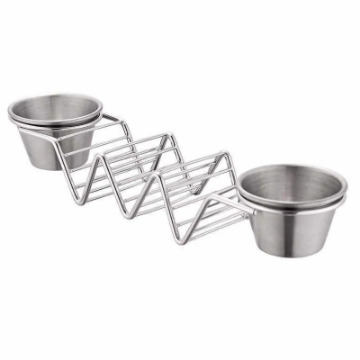 Show details for Herzberg HG-04043: Stainless Steel Taco Holder with 2 Cups Picture of Herzberg HG-04043: Stainless Steel Taco Holder with 2 Cups