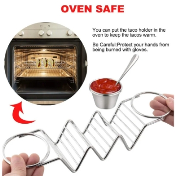 Show details for Herzberg HG-04043: Stainless Steel Taco Holder with 2 Cups Picture of Herzberg HG-04043: Stainless Steel Taco Holder with 2 Cups