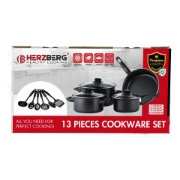Image de Herzberg HG-04241: Batterie de Cuisine Antiadhésive 13 Pièces Avec Cuillère de Cuisine en Nylon