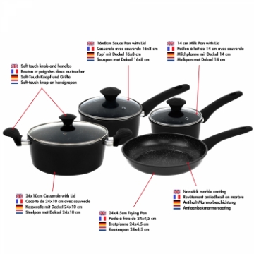 Show details for Herzberg HG-04654BLK: 7 Pieces Marble Coated Cast Iron Cookware Set - Black Picture of Herzberg HG-04654BLK: 7 Pieces Marble Coated Cast Iron Cookware Set - Black