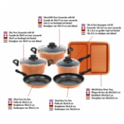 Image de Herzberg HG-04838: Batterie de Cuisine Antiadhésive en Cuivre 9 Pièces