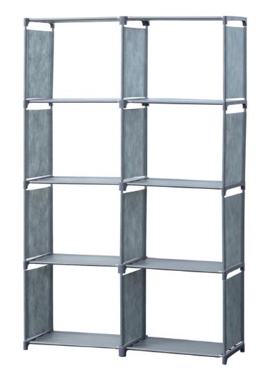 Image de Herzberg HG-03626: Bibliothèque et Etagère de Rangement Polyvalente à 8 Niveaux(85x125cm) - Gris