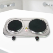 Image de Rosenberg YQ-200D3 : Plaque de Cuisson Electrique Double en Acier Inoxydable - 2500 W