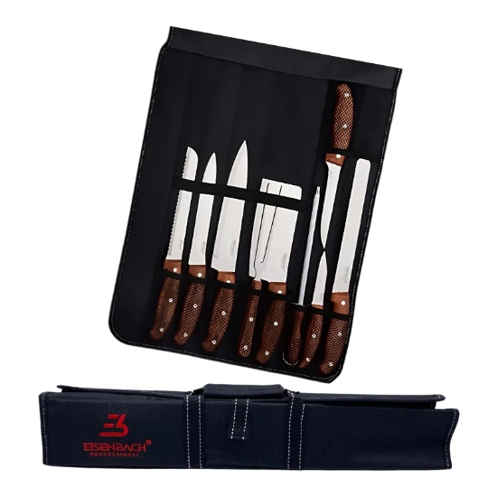 Image de Eisenbach LH-049 : Ensemble de Couteaux Professionnels 9 Pièces avec Sac de Transport Enroulable