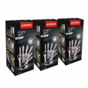 Image de Herzberg HG-SKN8: 8 Pièces en Acier Inoxydable Avec Support en Acrylique Rouge