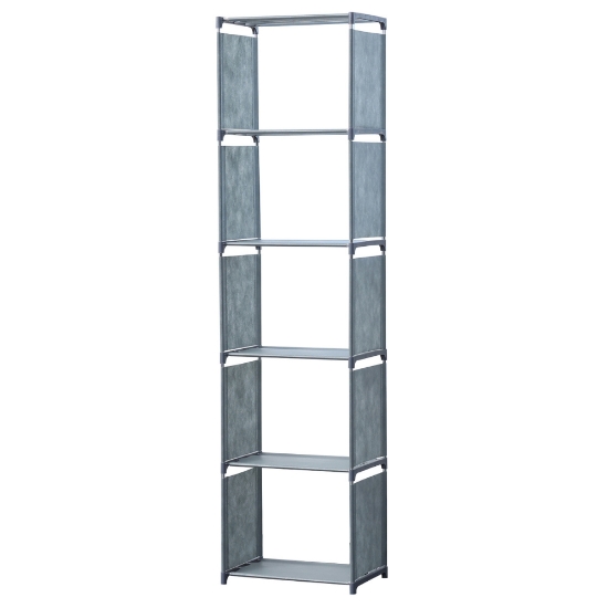 Image de Herzberg HG-03619: Étagère de Rangement et Bibliothèque Multifonctionnelle à 5 Niveaux (42 x 153 cm) - Gris