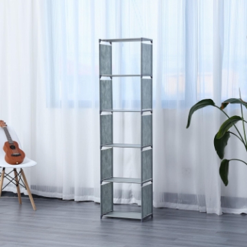 Show details for Herzberg HG-03619: 5-Layer Multi-purpose Bookshelf and Storage Rack (42x153cm) - Grey Picture of Herzberg HG-03619: 5-Layer Multi-purpose Bookshelf and Storage Rack (42x153cm) - Grey