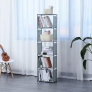 Image de Herzberg HG-03619: Étagère de Rangement et Bibliothèque Multifonctionnelle à 5 Niveaux (42 x 153 cm) - Gris