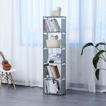 Show details for Herzberg HG-03619: 5-Layer Multi-purpose Bookshelf and Storage Rack (42x153cm) - Grey Picture of Herzberg HG-03619: 5-Layer Multi-purpose Bookshelf and Storage Rack (42x153cm) - Grey