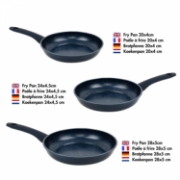 Image de Herzberg HG-04777BLU: Ensemble de Poêles a Frire Forgées a Revêtement en Marbre 3 Pièces - Bleu