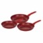 Image de Herzberg HG-04807RED: Ensemble de Poêles a Frire Forgées a Revêtement en Marbre 3 Pièces - Rouge
