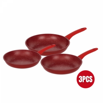 Show details for Herzberg HG-04807RED: 3 Pieces Marble Coated Forged Frying Pan Set - Red Picture of Herzberg HG-04807RED: 3 Pieces Marble Coated Forged Frying Pan Set - Red
