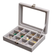 Image de Herzberg HG-05309: Organisateur de Bijoux Elégant Avec Couvercle en Verre et 12 Compartiments