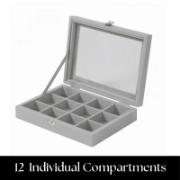 Image de Herzberg HG-05309: Organisateur de Bijoux Elégant Avec Couvercle en Verre et 12 Compartiments