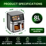 Image de Comfy Nest CN-06160: Friteuse à Air Numérique 1700 W - 8 L