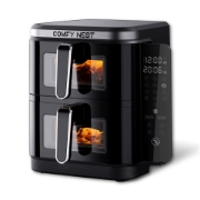 Image de Comfy Nest CN-06184: Friteuse à Air à Double Panier de 2800W Avec Fenêtre et Panneau Latéral - 11L