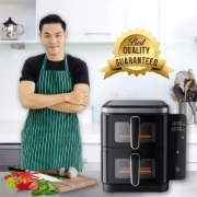 Image de Comfy Nest CN-06184: XXL Friteuse à Air à Double Panier de 2800W Avec Fenêtre et Panneau Latéral  - 11L