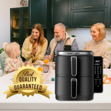 Show details for Comfy Nest CN-06177: 2800W Double Basket Air Fryer with Digital Folding Side Panel - 11L Picture of Comfy Nest CN-06177: 2800W Double Basket Air Fryer with Digital Folding Side Panel - 11L