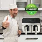 Image de Comfy Nest CN-AFD45WS: Friteuse à Air Numérique à Double Panier de 2400W en Acier Inoxydable Avec Fenêtre - 9L