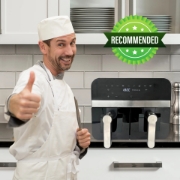 Image de Comfy Nest CN-AFD45WB: Friteuse à Air Numérique à Double Panier Noire de 2400W Avec Fenêtre - 9L