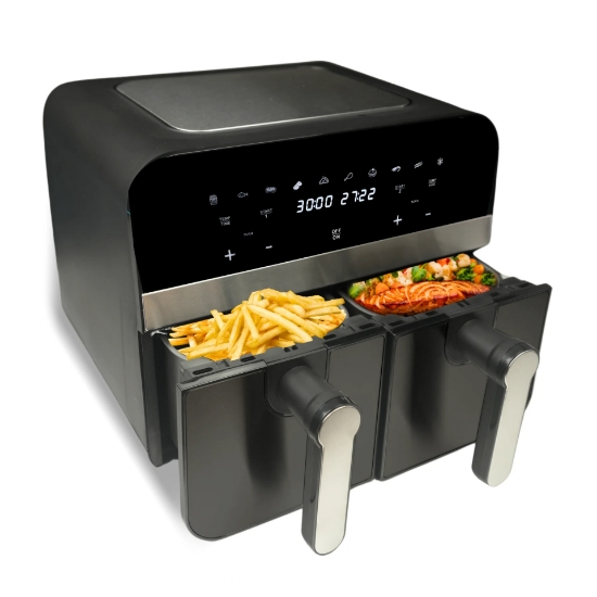 Image de Comfy Nest CN-AFD45NB: Friteuse à Air Numérique à Double Panier Noire de 2400W - 9 L