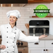 Picture of Comfy Nest CN-AFD45NB: XXL - 2400W Black Double Basket Digital Air Fryer - 9L