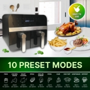 Image de Comfy Nest CN-AFD45NB: Friteuse à Air Numérique à Double Panier Noire de 2400W - 9 L