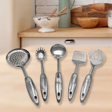 Show details for Eisenbach A0018: 5-Piece Stainless Kitchen Tool Set Picture of Eisenbach A0018: 5-Piece Stainless Kitchen Tool Set