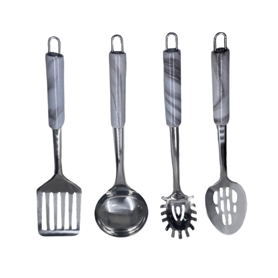 Image de Eisenbach A0019 : Ensemble d'ustensiles de cuisine en acier inoxydable 4 pièces - Marbre