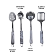 Image de Eisenbach A0019 : Ensemble d'ustensiles de cuisine en acier inoxydable 4 pièces - Marbre