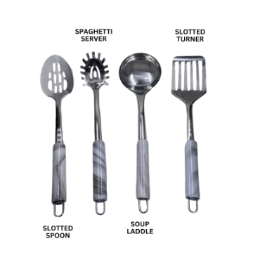 Show details for Eisenbach A0019: 4-Piece Stainless Steel Kitchen Tool Set - Marble Picture of Eisenbach A0019: 4-Piece Stainless Steel Kitchen Tool Set - Marble
