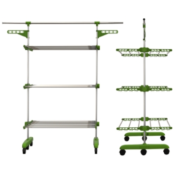 Show details for Herzberg 3-Tier Clothes Laundry Drying Rack Green Picture of Herzberg 3-Tier Clothes Laundry Drying Rack Green