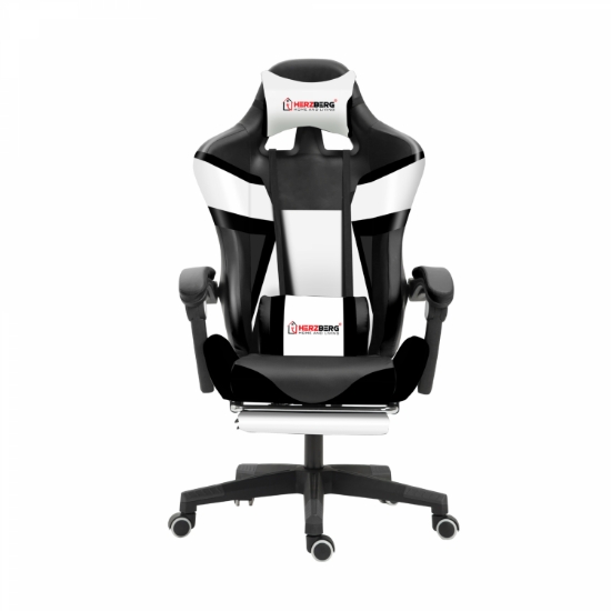 Image de Herzberg HG-8082 : Chaise de Jeu et De Bureau Tricolore Avec Accent en Forme de T Noire