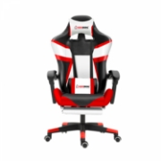 Image de Herzberg HG-8082 : Chaise de Jeu et De Bureau Tricolore Avec Accent en Forme de T Rouge