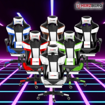 Show details for Herzberg HG-8082: Tri-color Gaming and Office Chair with T-shape Accent Blue Picture of Herzberg HG-8082: Tri-color Gaming and Office Chair with T-shape Accent Blue