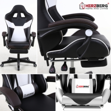 Show details for Herzberg HG-8082: Tri-color Gaming and Office Chair with T-shape Accent Blue Picture of Herzberg HG-8082: Tri-color Gaming and Office Chair with T-shape Accent Blue