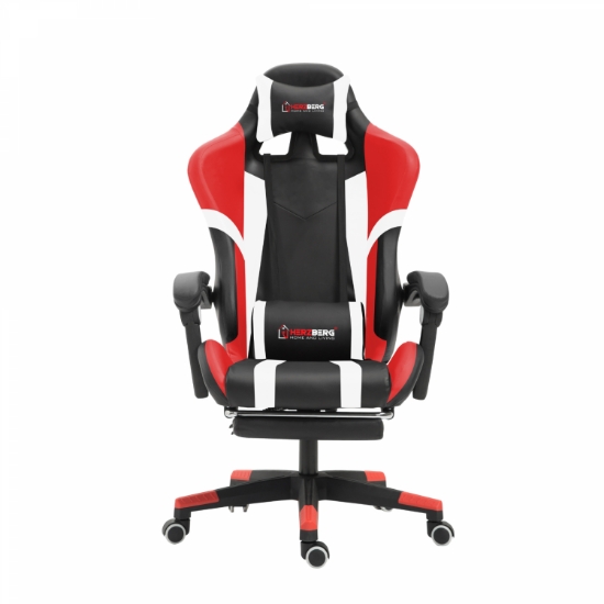 Image de Herzberg HG-8083 : Chaise De Jeu Et De Bureau Tricolore Avec Accent Linéaire Rouge