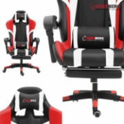Image de Herzberg HG-8083 : Chaise De Jeu Et De Bureau Tricolore Avec Accent Linéaire Rouge
