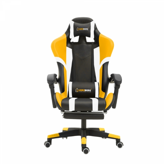 Image de Herzberg HG-8083 : Chaise De Jeu Et De Bureau Tricolore Avec Accent Linéaire Jaune