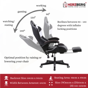 Show details for Herzberg HG-8083: Tri-color Gaming and Office Chair with Linear Accent Yellow Picture of Herzberg HG-8083: Tri-color Gaming and Office Chair with Linear Accent Yellow